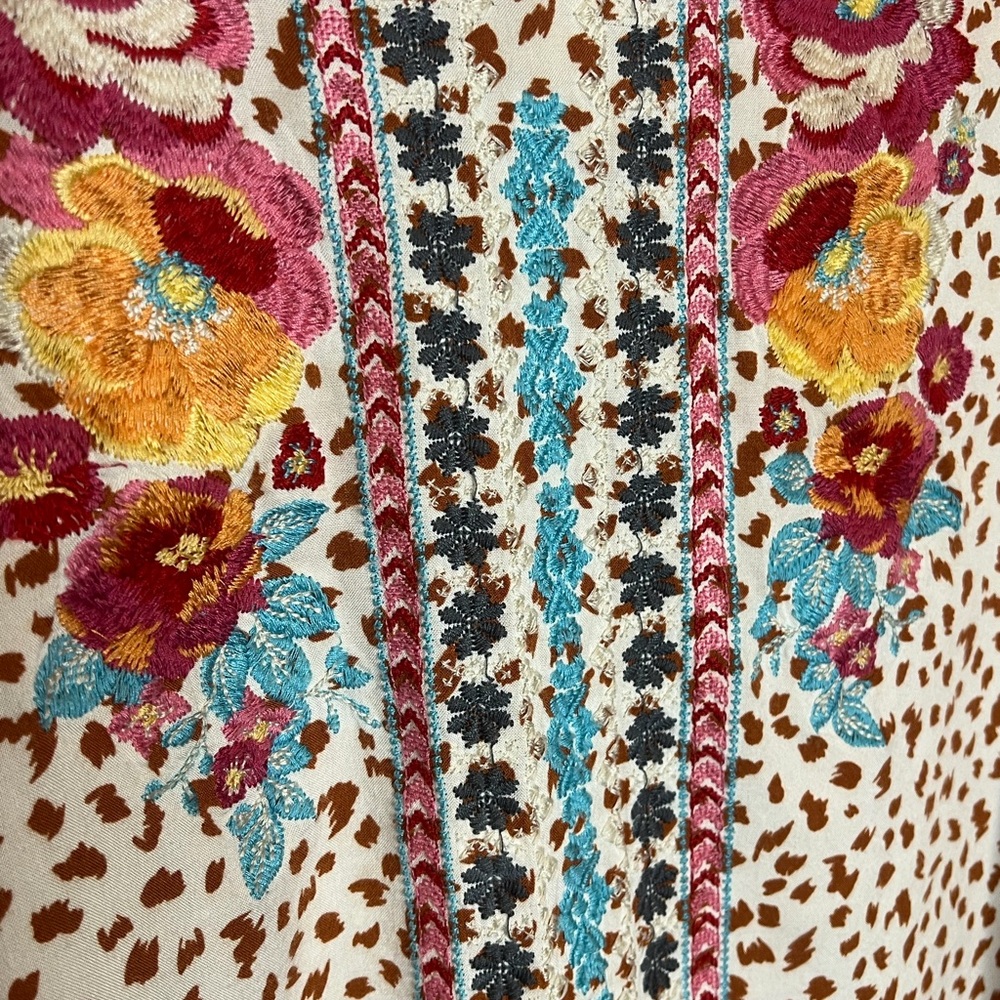 Savannah Jane Women's Floral Embroidered Blouse - Pink, Blue, Orange - Picture 4 of 11
